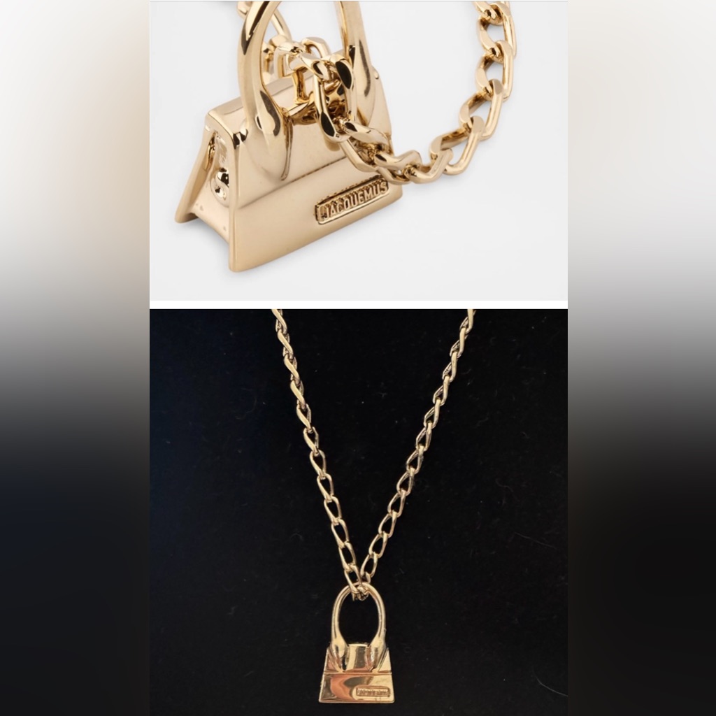 Jacquemus Le Chiquito Bag Charm Gold Tone Necklace With Chain New